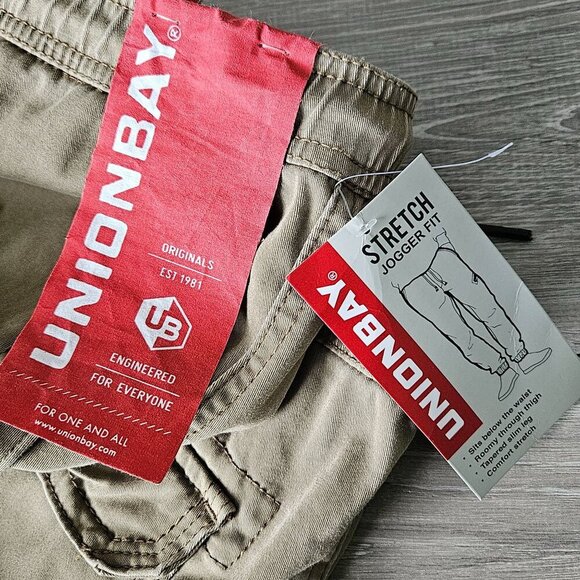 Unionbay Mens Elastic Waist Stretch Twill Relaxed Fit Cargo Jogger Pants Size XL - Picture 5 of 16